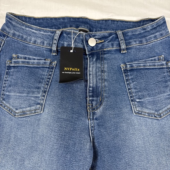 JEANS BOOT CUT Women MEDIUM SEE PICS Blue NVFELIX BOUIIQUE NWT - Picture 3 of 9